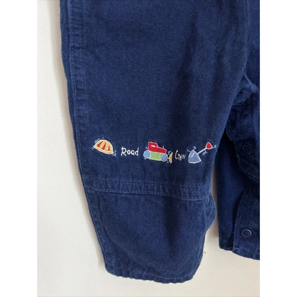 OshKosh Baby B'Gosh Overalls Vtg 12M Construction Vestbak Embroidered 90s Y2K